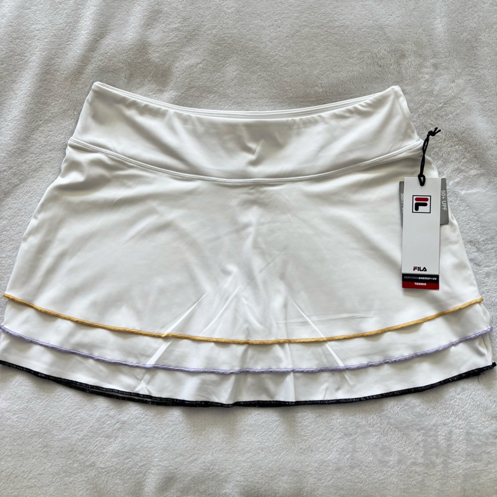 Fila White Tennis Skort with Gold and Lavender Trim - Picture 9 of 16